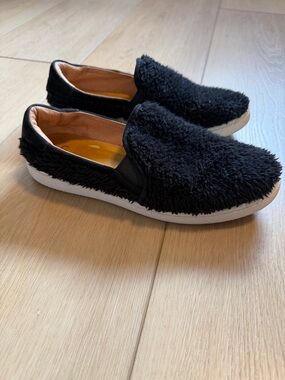 UGG Australia Women's Ricci Black Shoe Sneaker Slip On Loafer 1019659 Fur 7.5